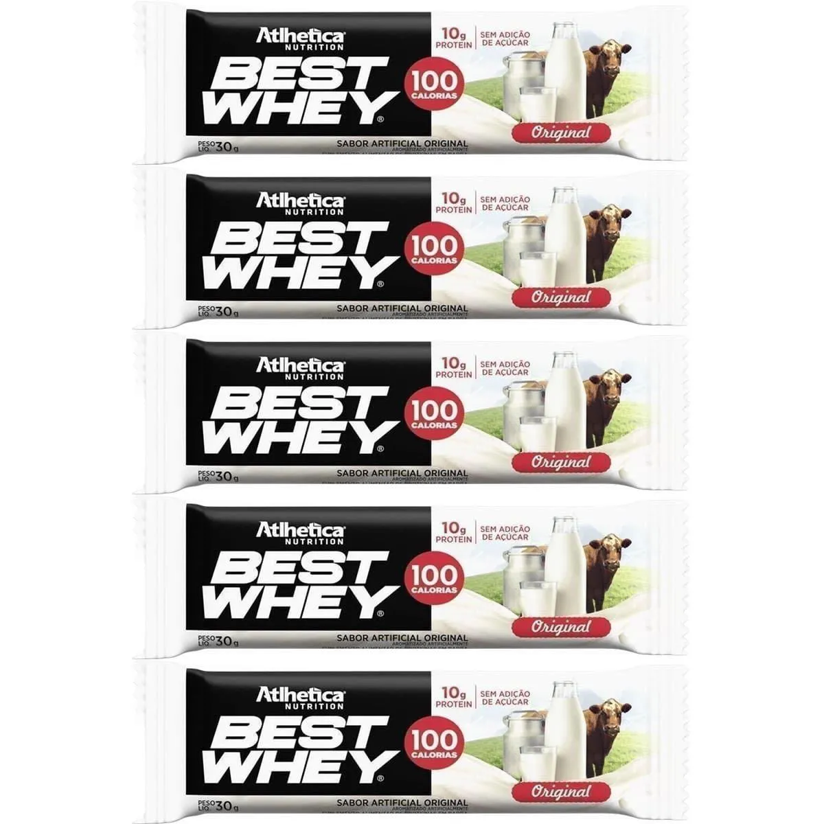 Kit 5X Barra Proteica Best Whey - 1 Barra 30G Original - Atlhetica Nutrition