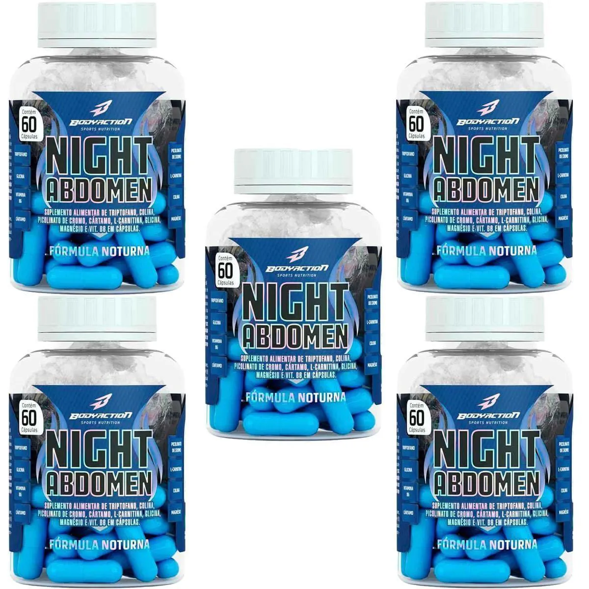 Kit 5X Night Abdomen - 60 Cápsulas - Bodyaction