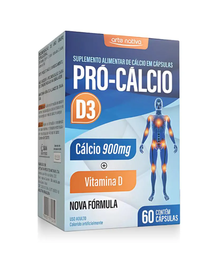 Cálcio 900G + D3 Pró-Cálcio C/60 Cápsulas Arte Nativa