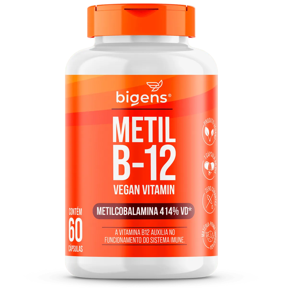 Metil B-12 Vegan Vitamin Metilcobalamina 414% VD, 60 Cápsulas Bigens