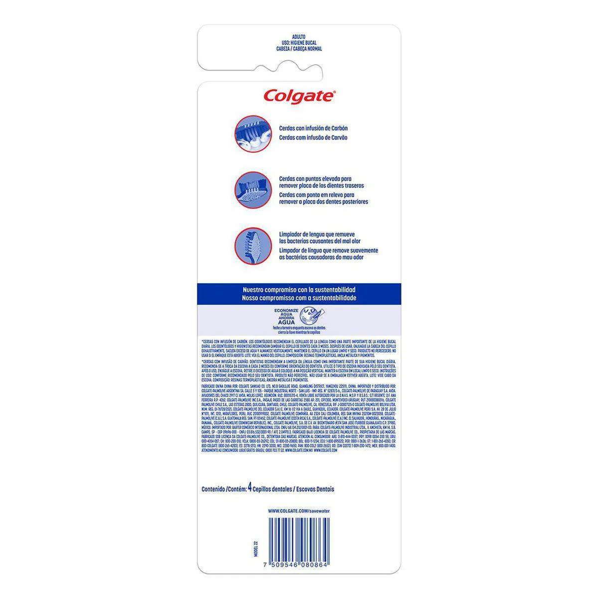 Escova de Dente Colgate ZigZag Carvão 4 unidades