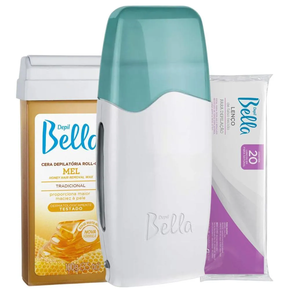 Aquecedor Roll-On Depil Bella Kit Cera Mel 100G + 20 Lenços