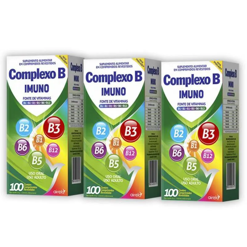 Kit 03 Unidades Complexo B com B12 Imuno Airela com 100 Comprimidos
