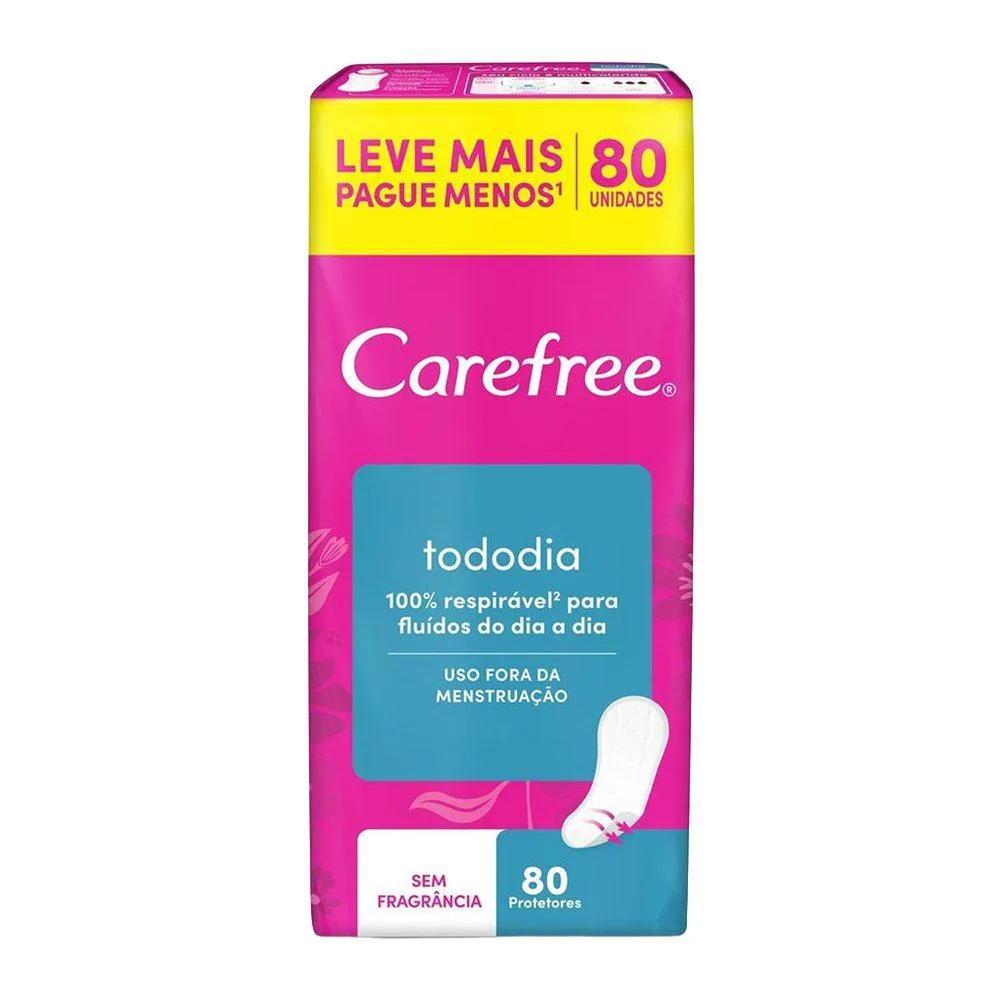 Absorvente Carefree Todo Dia sem Perfume - Embalagem com 80 Unidades