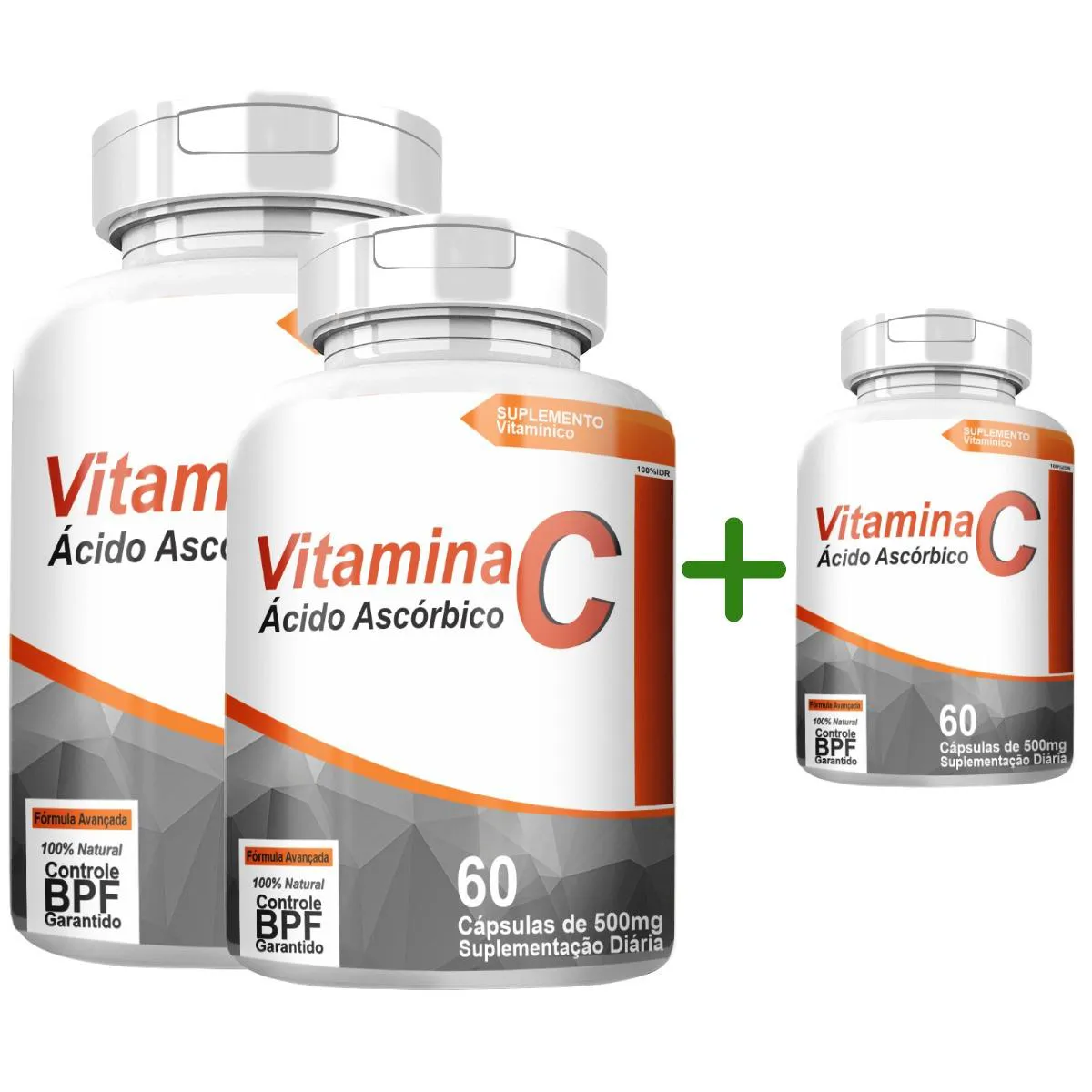 Vitamina C Revestida Ácido Ascórbico Compre 2 Leve 3 com Total de 180 Capsulas
