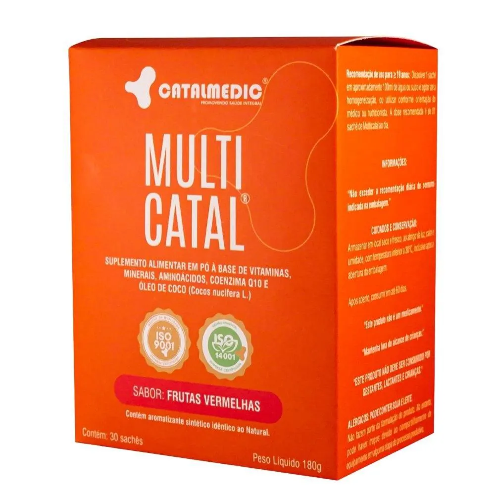 Multicatal Suplemento Alimentar em Pó a Base de Vitaminas, Minerais, Aminoácidos, Coenzima Q-10 e Óleo de Coco (Cocos Nucífera L.).