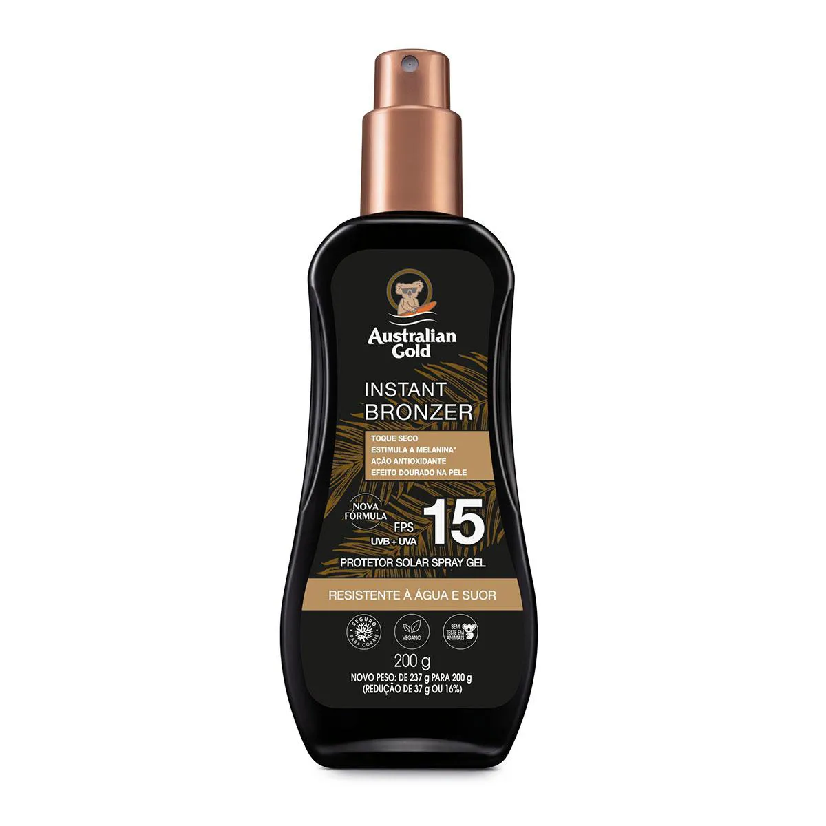 Protetor Solar Corporal Australian Gold Instant Bronzer Spray Gel FPS 15 200g