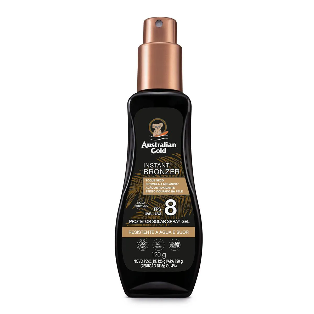 Protetor Solar Corporal Australian Gold Instant Bronzer Spray Gel FPS 8 120g