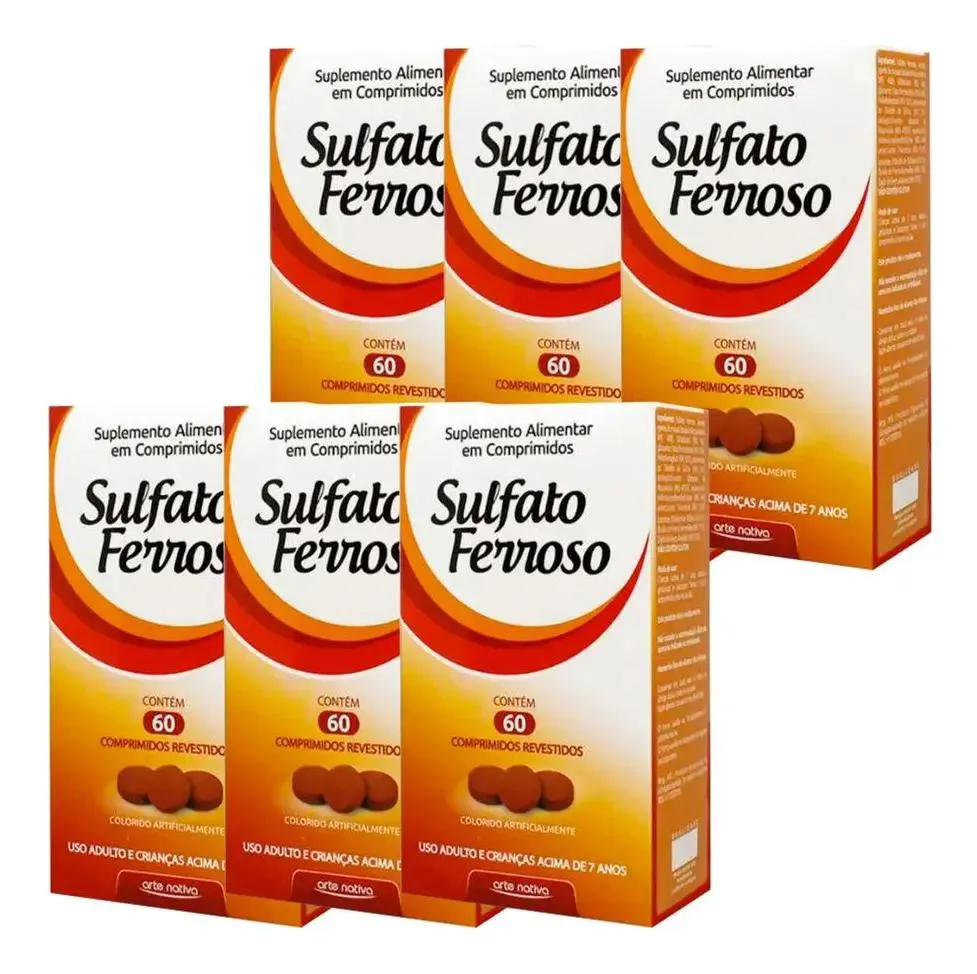 Kit 6 Sulfato Ferroso 60 Comprimidos - Arte Nativa