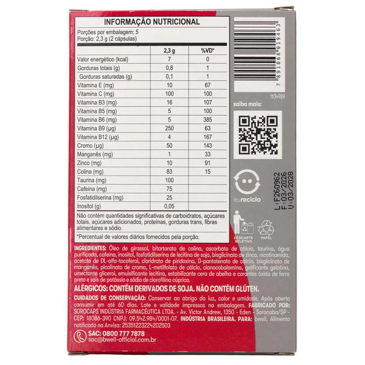 Bwell Multivitamínico Concentramax 10 cápsulas