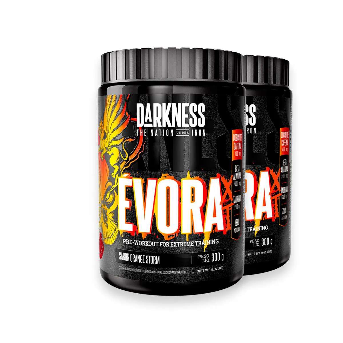 Kit 2 Pré Treino Évora Xt Darkness Orange Storm 300G