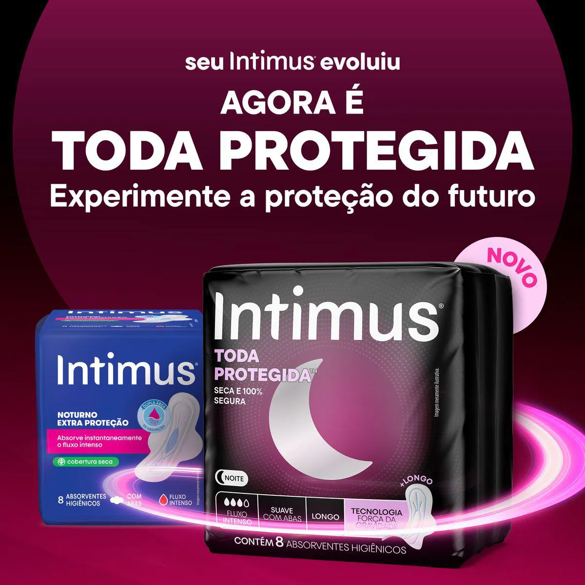 Absorvente Intimus Noturno Toda Protegida Cobertura Seca Com Abas 30 unidades