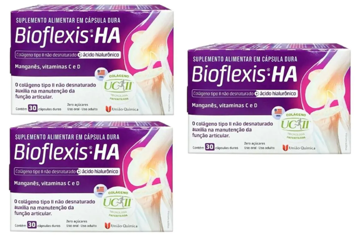 Kit 3 Bioflexis Ha Colágeno Tipo Ii C/30 Cáp