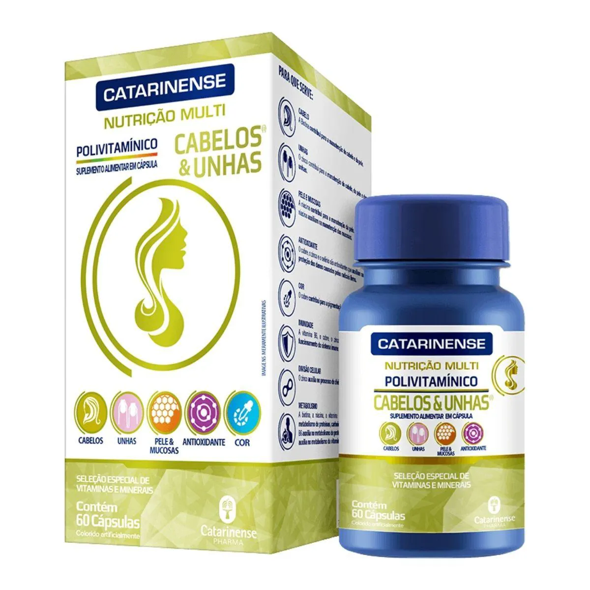 Nutricao Multi Polivitaminico Cabelos Unhas 60 Capsulas Catarinense Natural