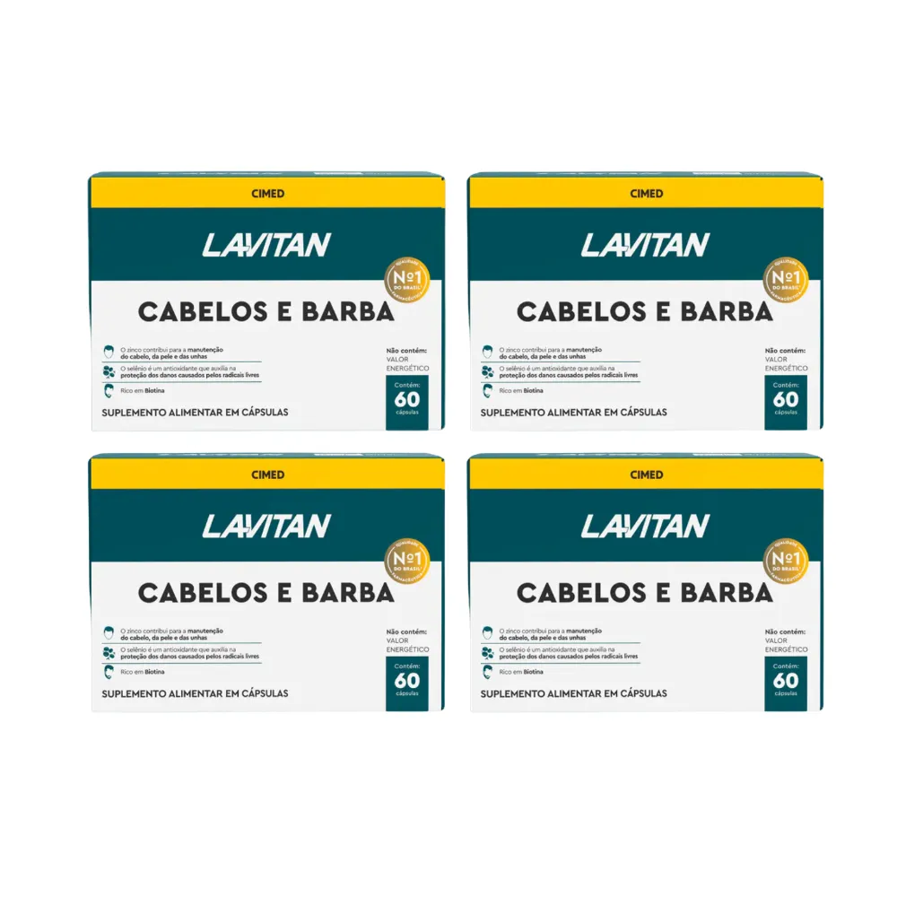 Kit 4 Suplemento Lavitan Cabelos e Barba com 60 Cáps - Cimed