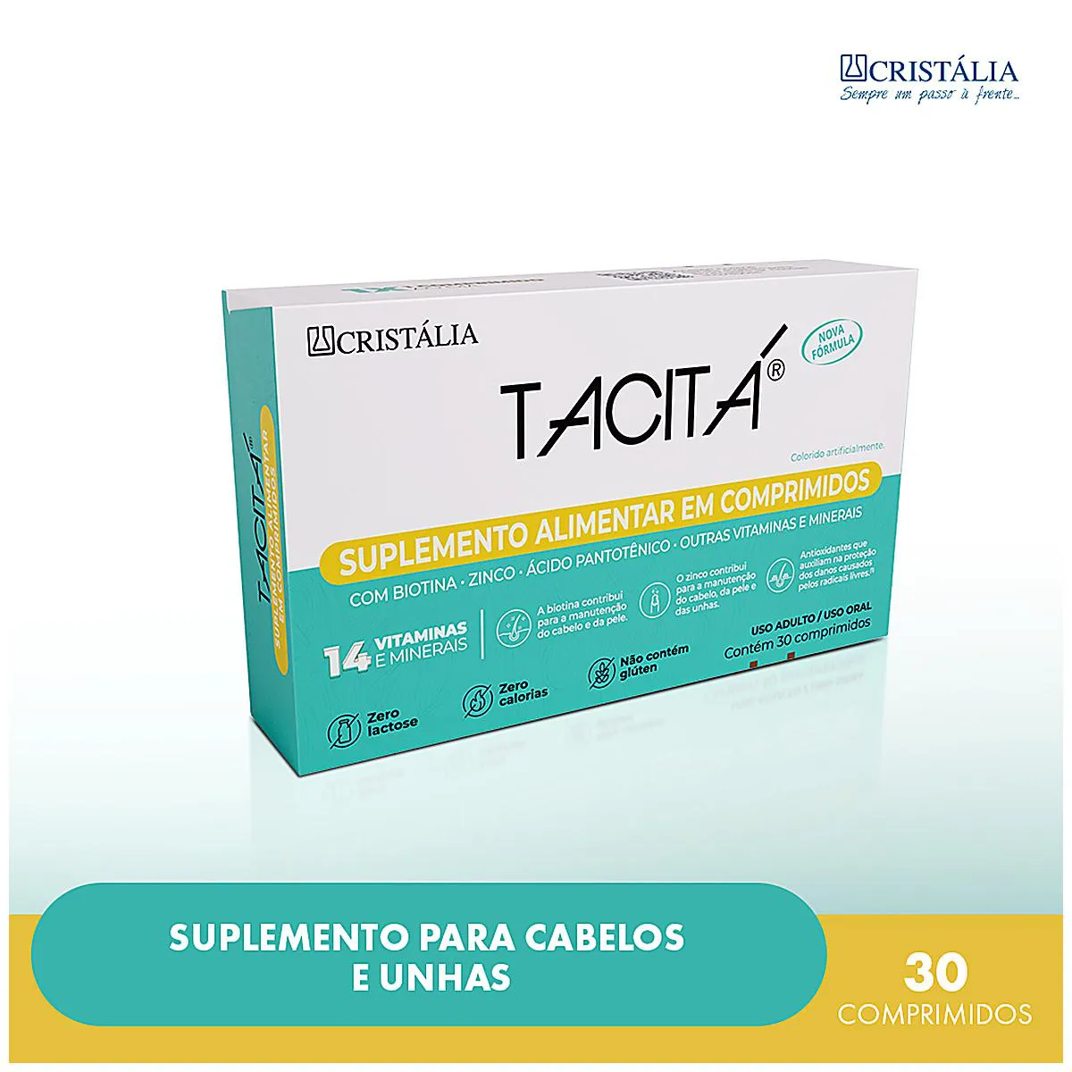 Suplemento Vitamínico Tacitá Unhas e Cabelos - 30 Comprimidos