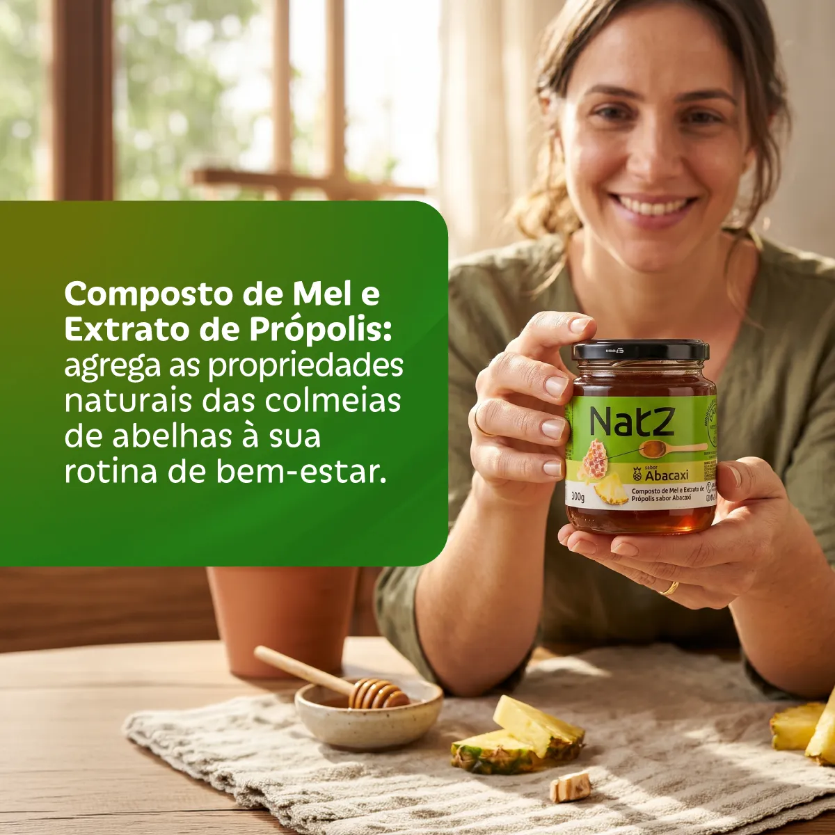 Composto de Mel e Própolis Natz Abacaxi 300g