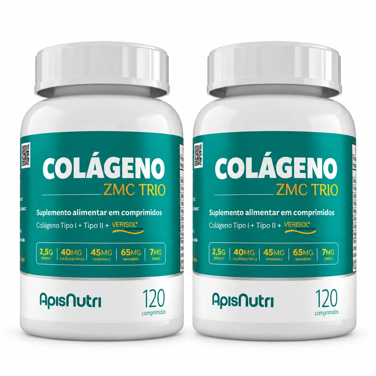 Kit 2 Colágeno Zmc Trio Apisnutri 120 Comprimidos