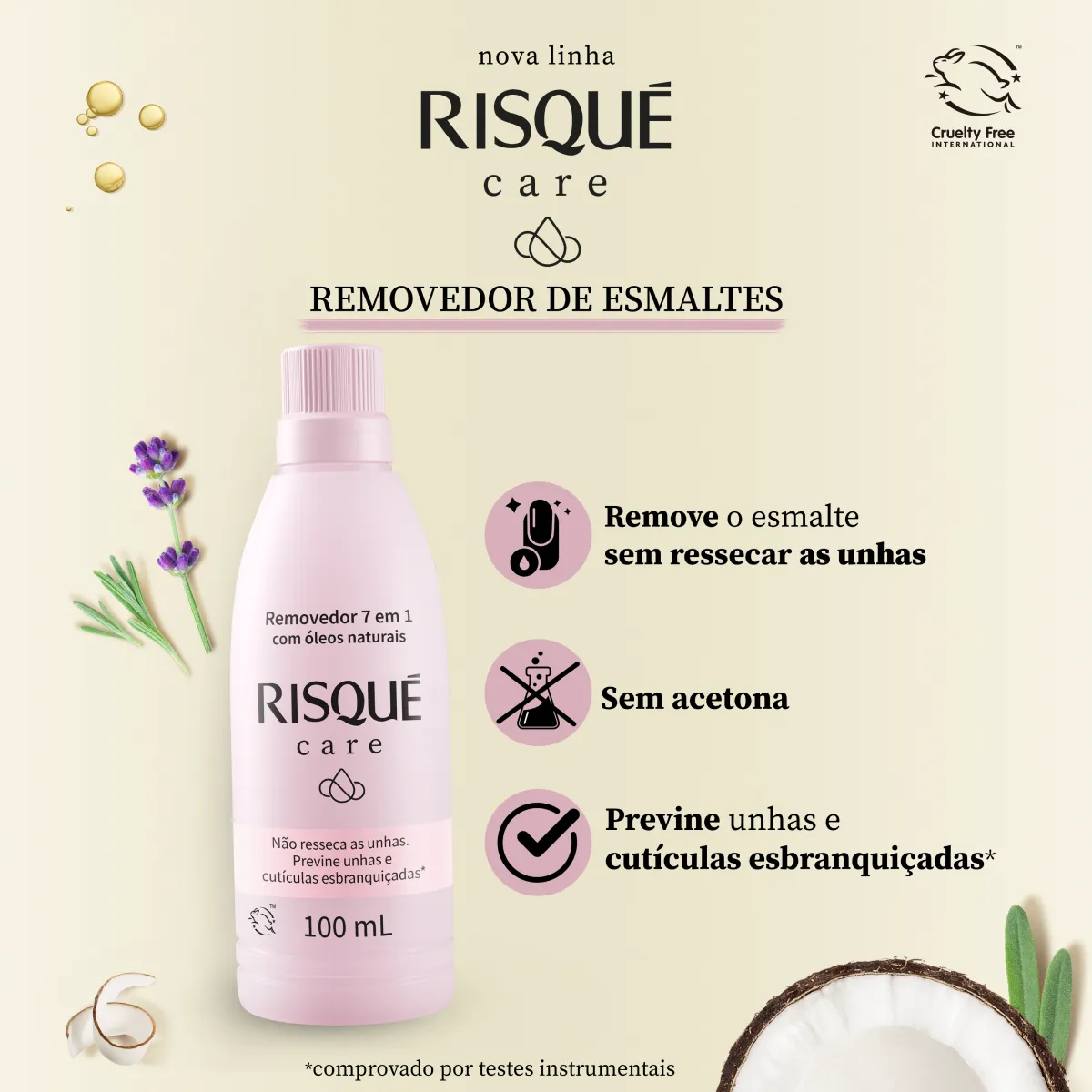 Removedor de Esmalte Risqué Care 7 em 1 - 100ml