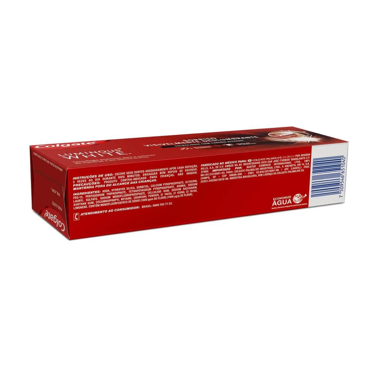 Creme Dental Colgate Luminous White Carvão Ativado 70g