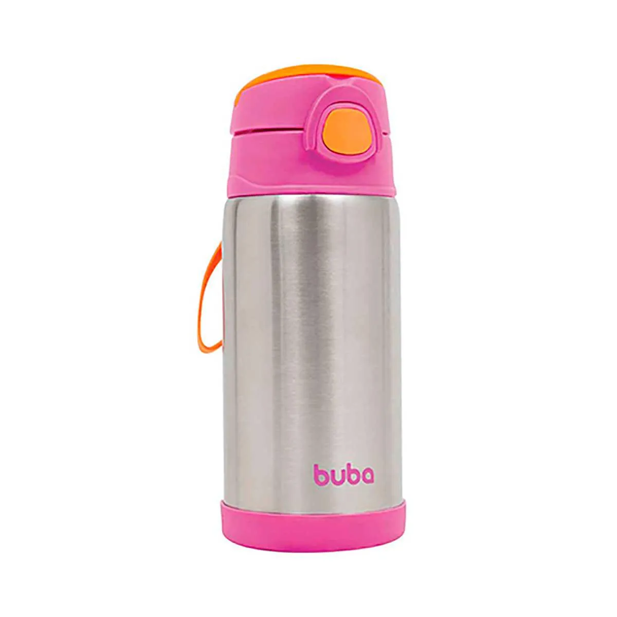 Garrafa Térmica Buba Baby Parede Dupla com Canudo Rosa 400ml