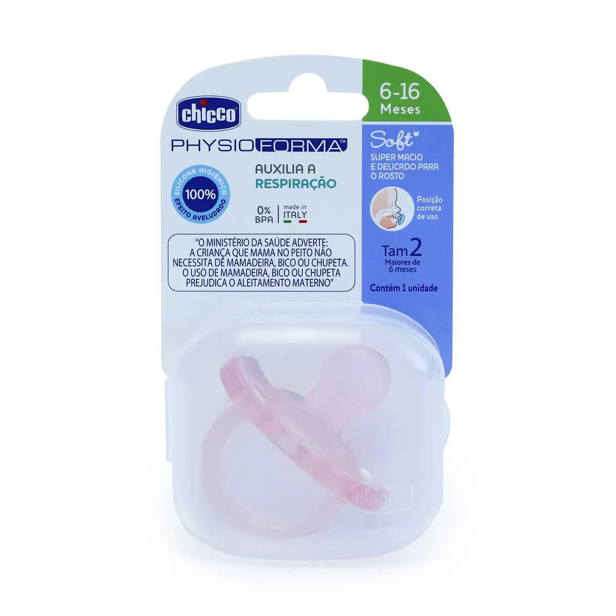 Chupeta Chicco Physio Forma Soft Tamanho 2 Rosa Claro - 1 unidade