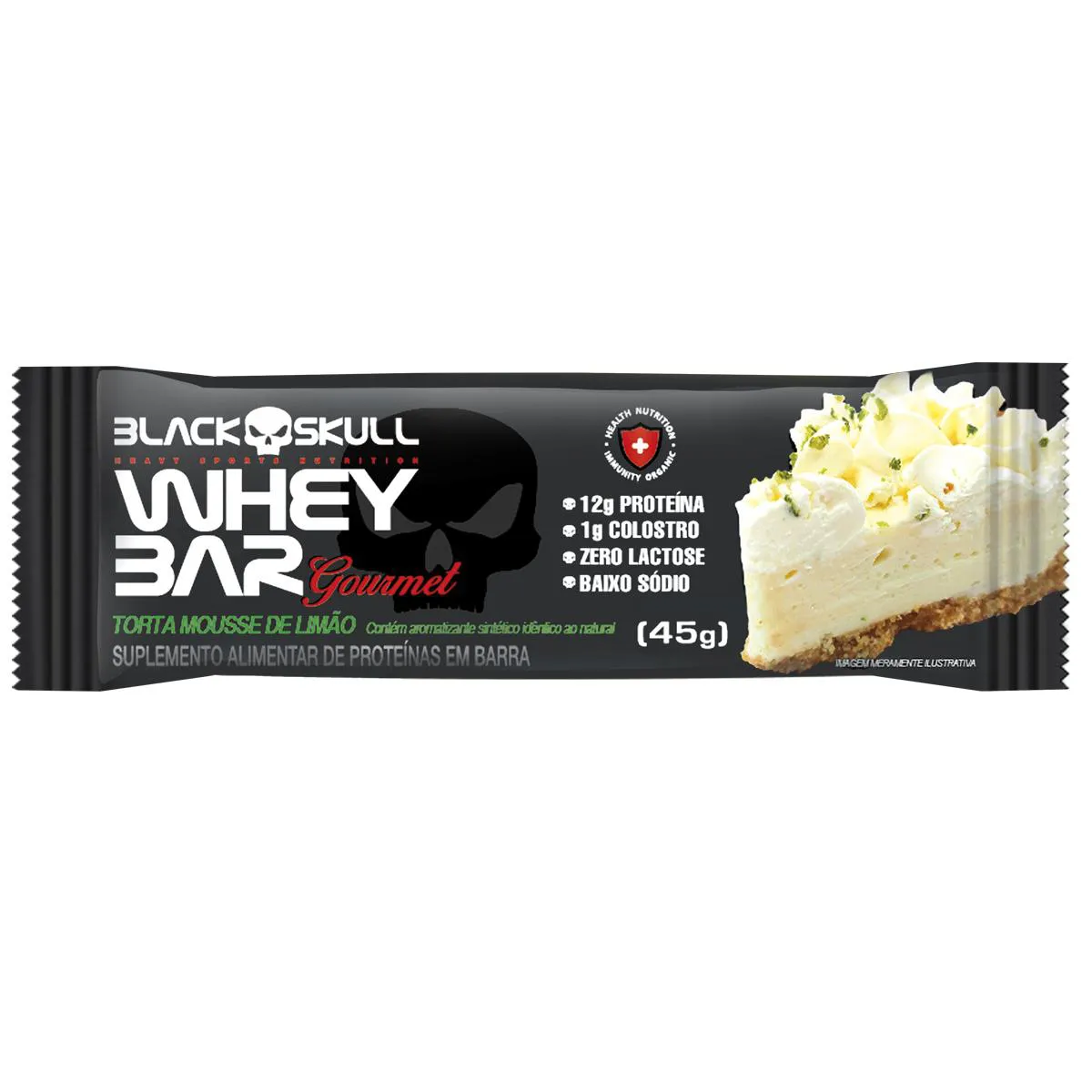 Barra de Proteína Black Skull Whey Bar Gourmet Torta Mousse de Limão 45g