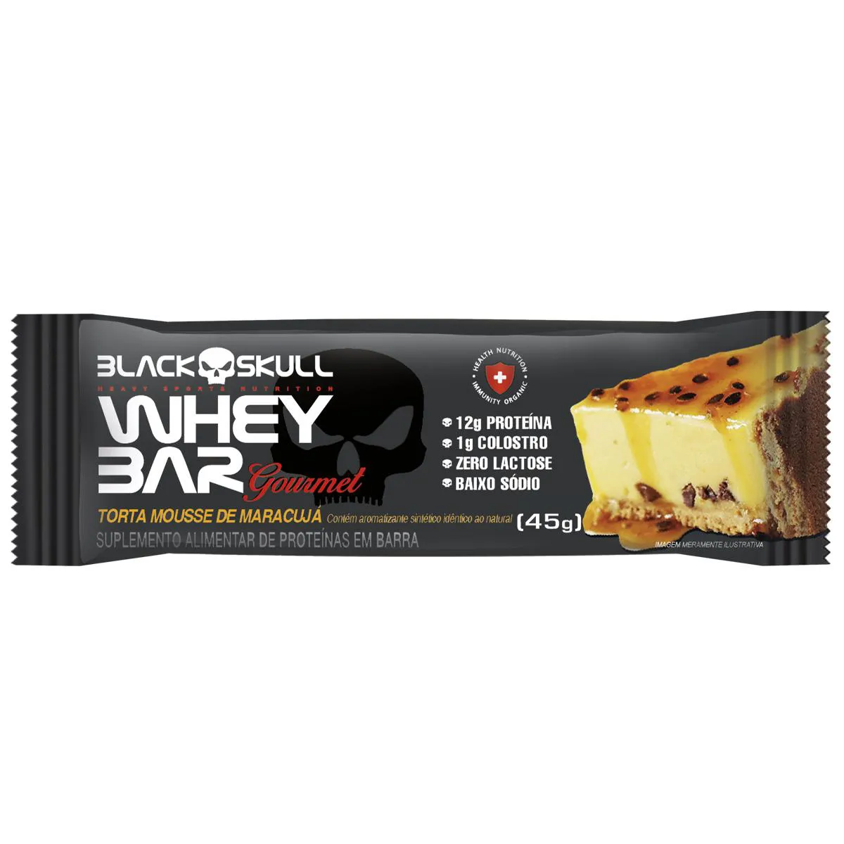 Barra de Proteína Black Skull Whey Bar Gourmet Torta Mousse de Maracujá 45g