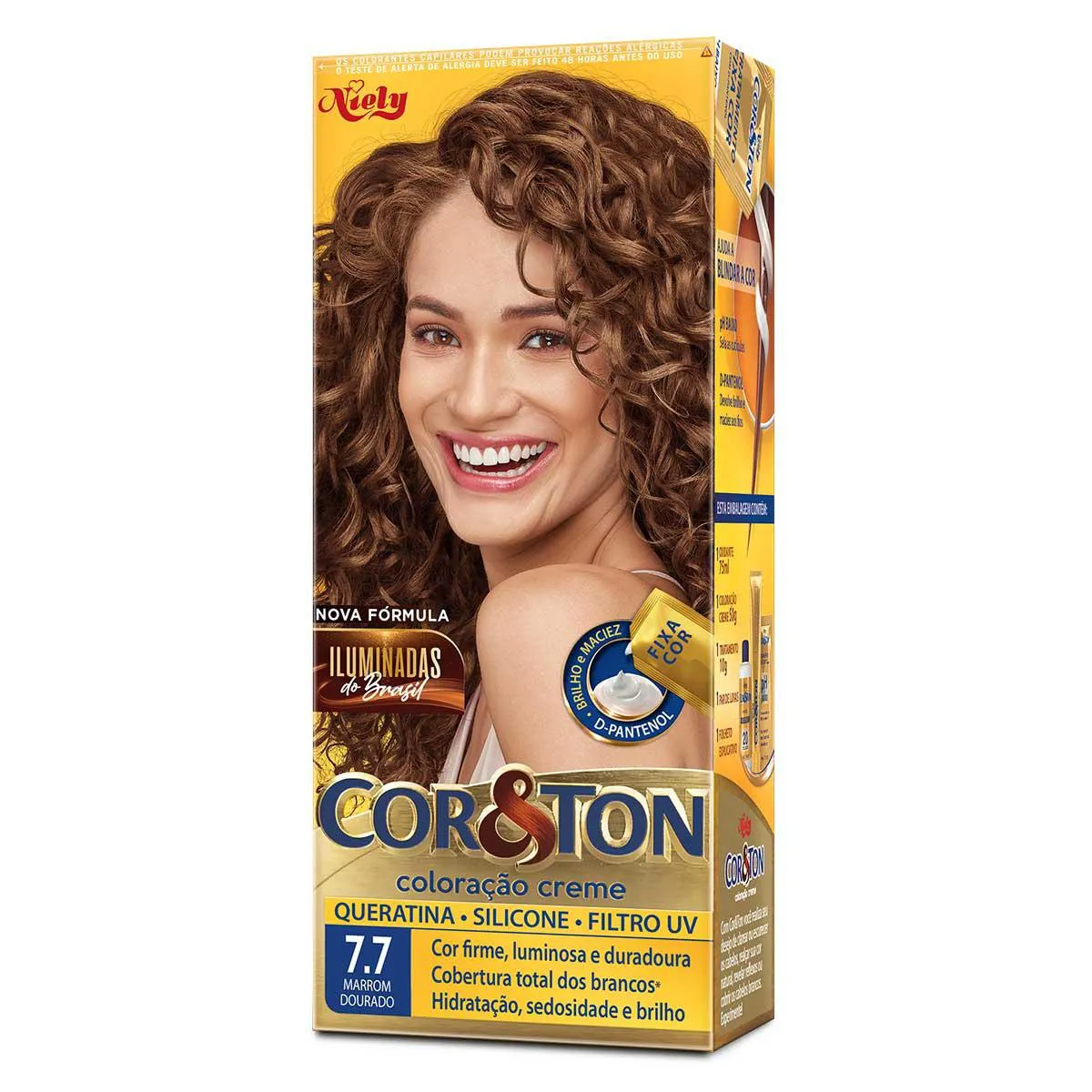 Tinta de Cabelo Permanente Cor&Ton Niely - 7.7 Marron Dourado