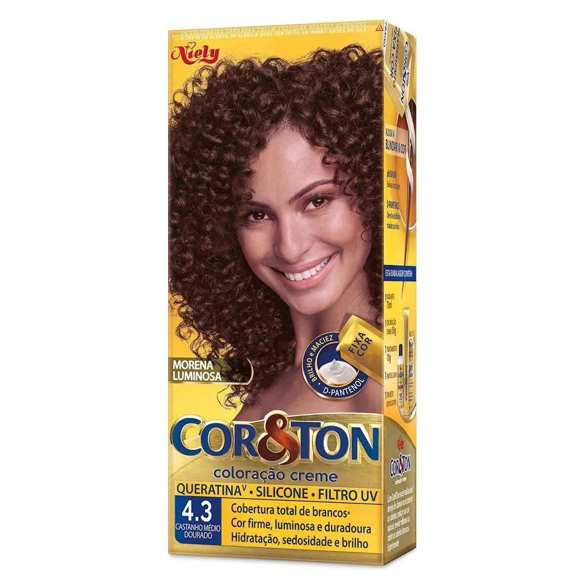 Tinta de Cabelo Permanente Cor&Ton Niely - 4.3 Castanho Médio Dourado