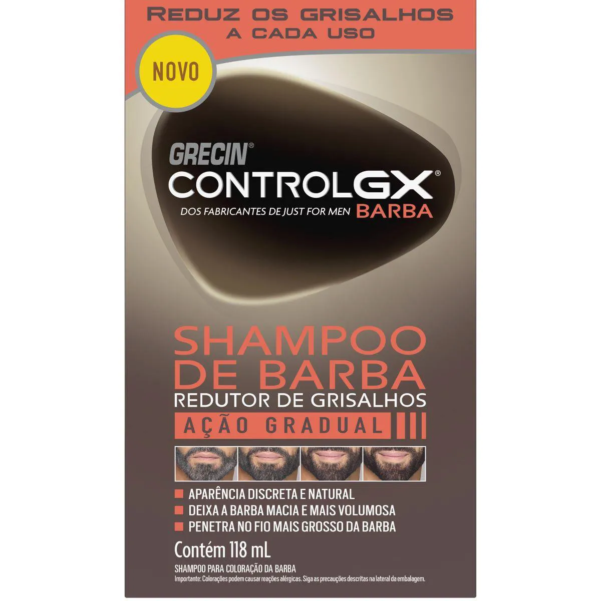 Shampoo de Barba Grecin Control GX 118ml - Redutor de Grisalhos