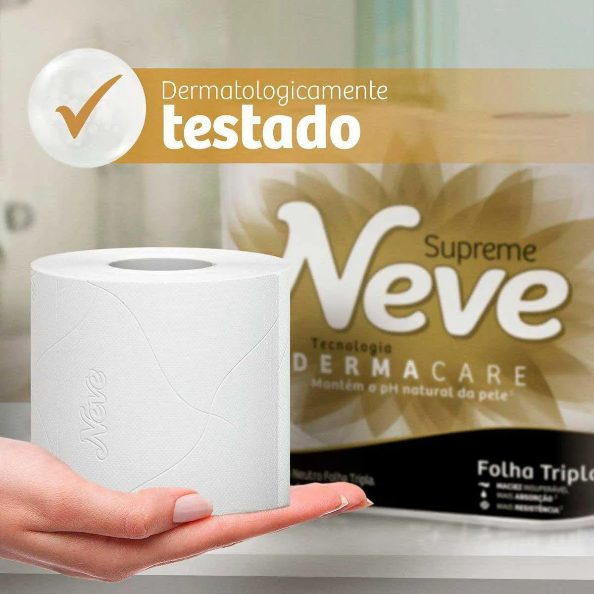Papel Higiênico Neve Supreme Folha Tripla 4 rolos
