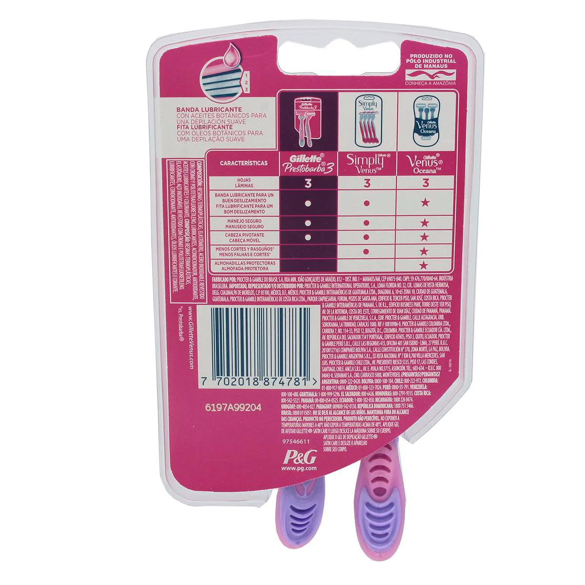 Aparelho de Depilar Feminino Gillette Prestobarba 3 com 2 unidades