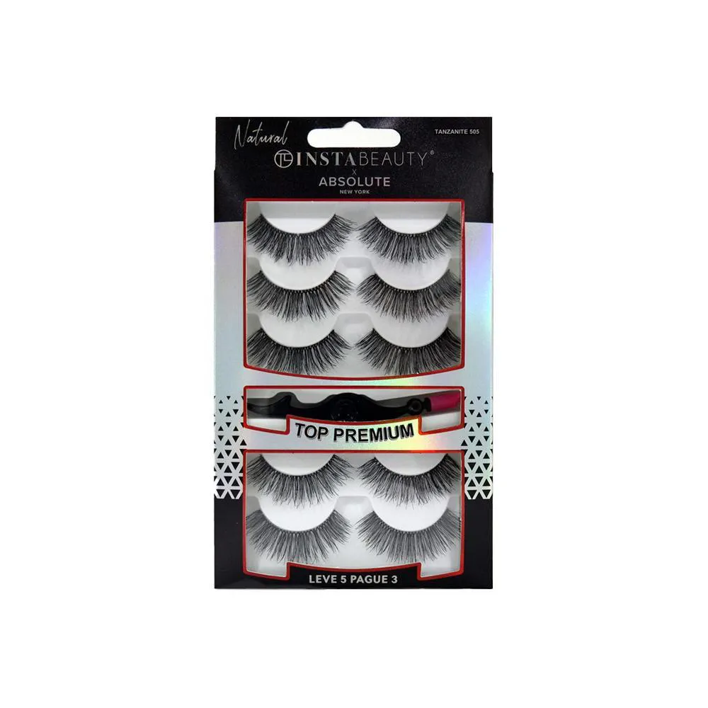 Absolute New York Pack Tanjanite 505 Cílios Postiços Longo Natural Preto 5 Pares
