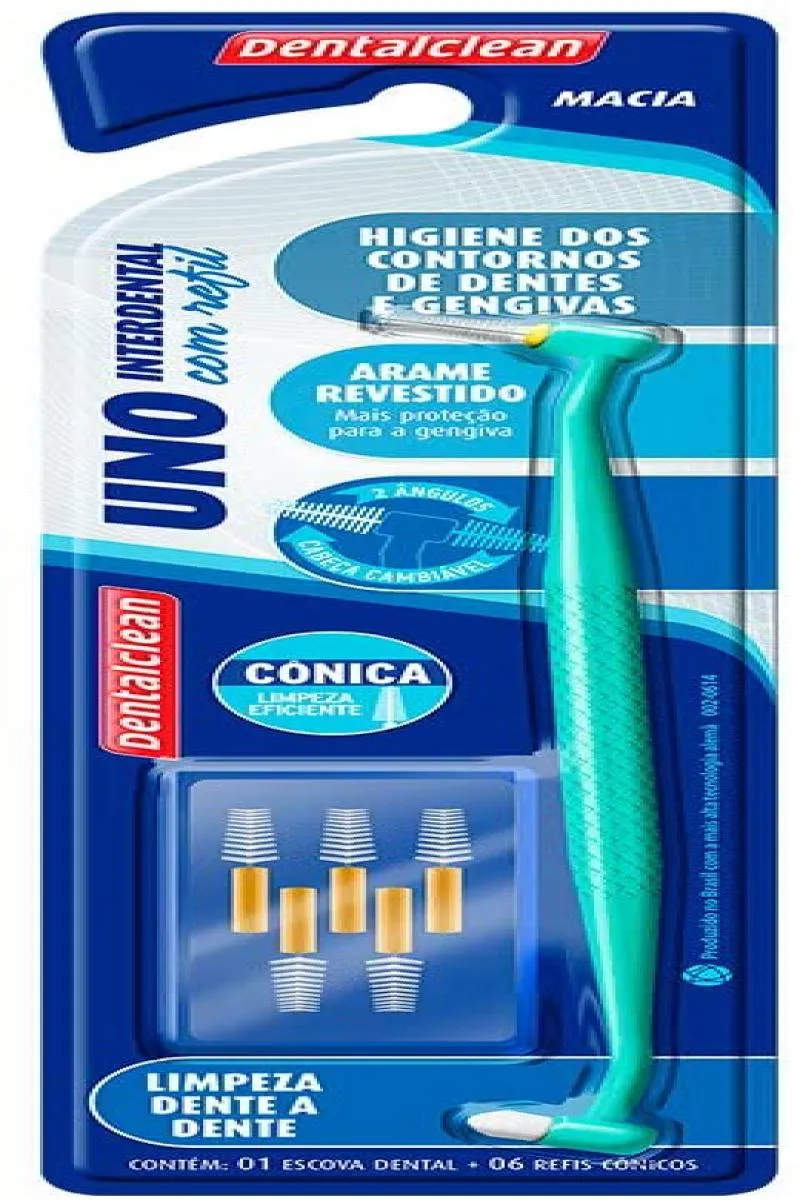 Escova de Dentes Unitufo Uno Dentalclean com Suporte para Interdental Cônica - Grátis Refil Cônico 6 unidades
