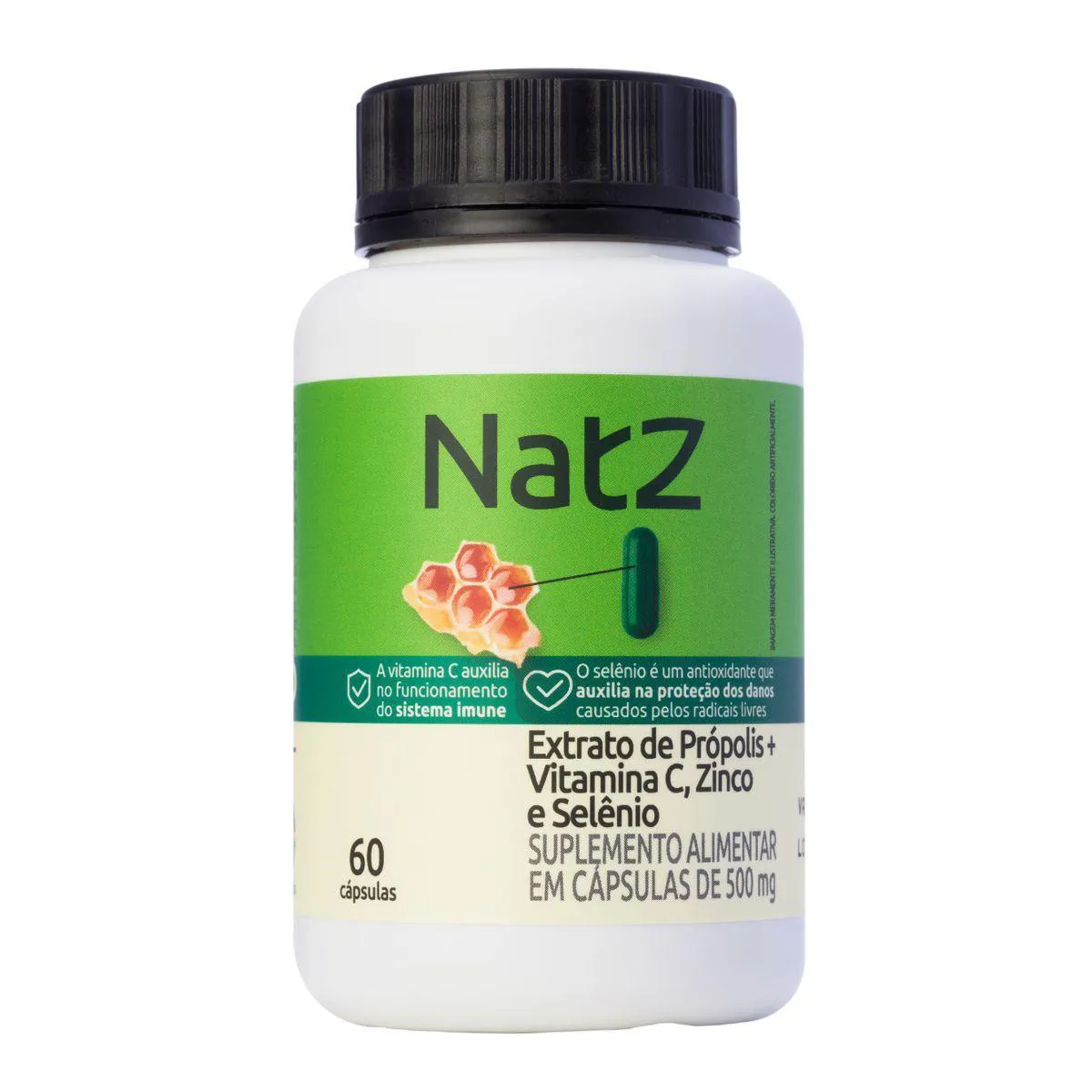 Extrato de Própolis + Vitamina C e Minerais Natz 60 Cápsulas
