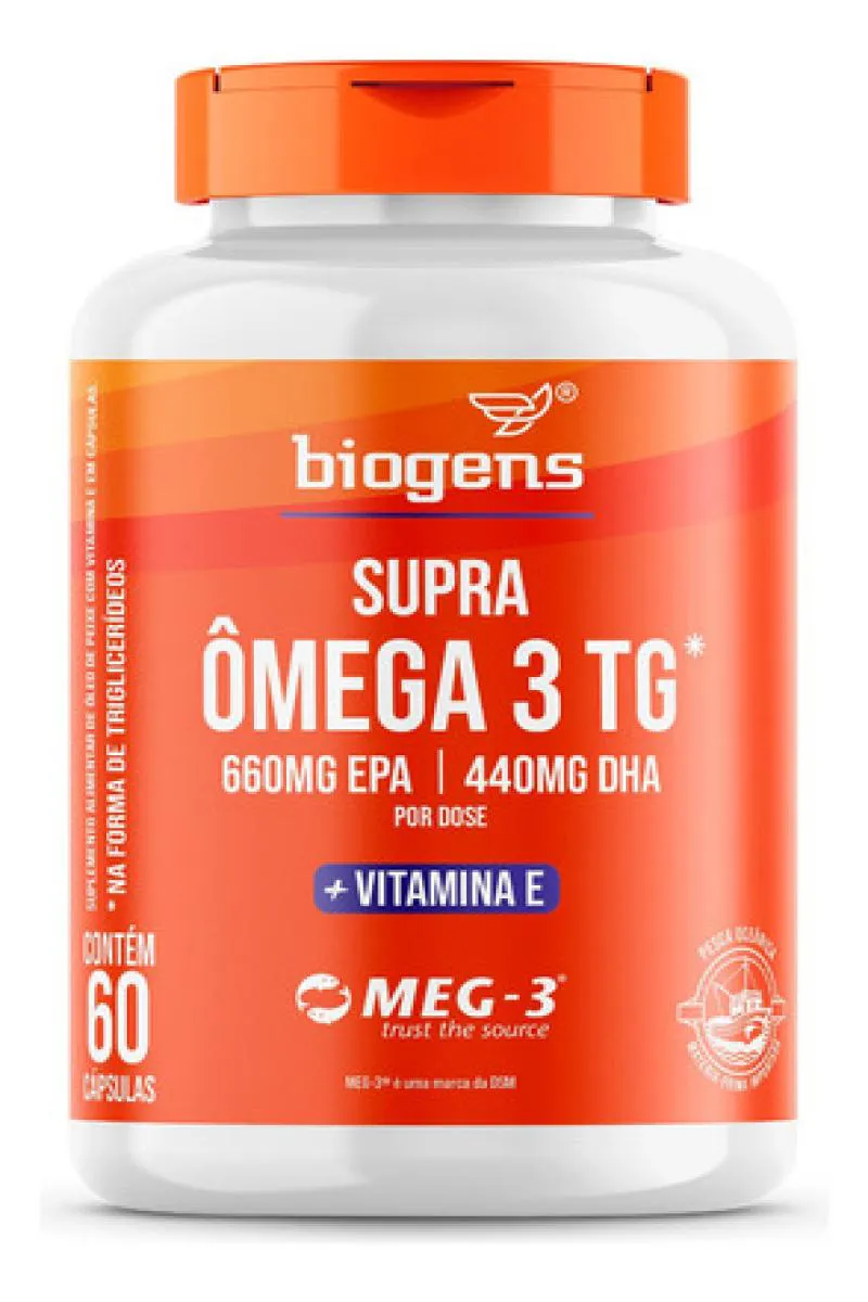 Supra Ômega 3 Vit. e 660mg Epa | 440mg Dha, 60 Cápsulas, Biogens Neutro