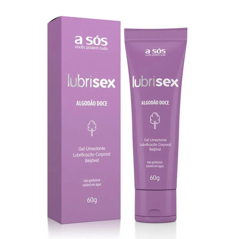 Gel Lubrificante Beijável Lubrisex Algodão Doce 60g