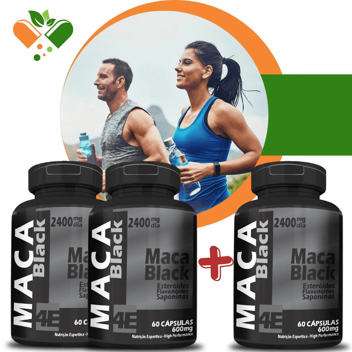 Compre 2 Leve 3 Potes Maca Black 600mg 60 cápsulas
