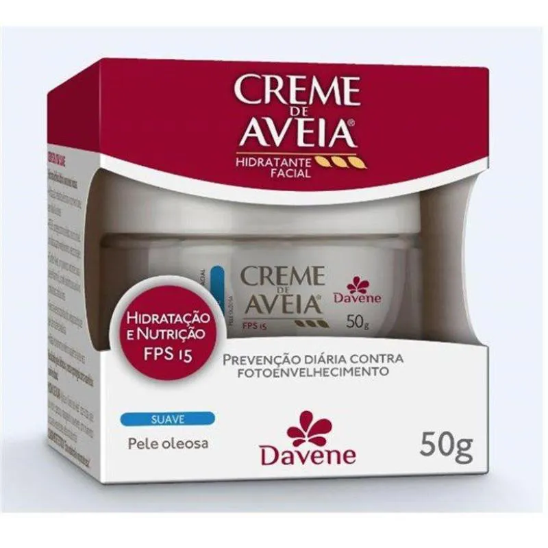 Creme de Aveia Davene Facial Suave Pele Oleosa Fps 15 50g