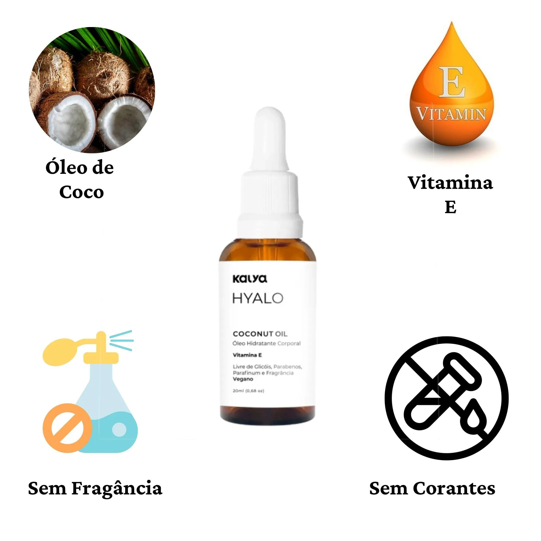 3 Oleo de Coco Cuidado Intimo Puro sem Perfume Hyalo Coconut