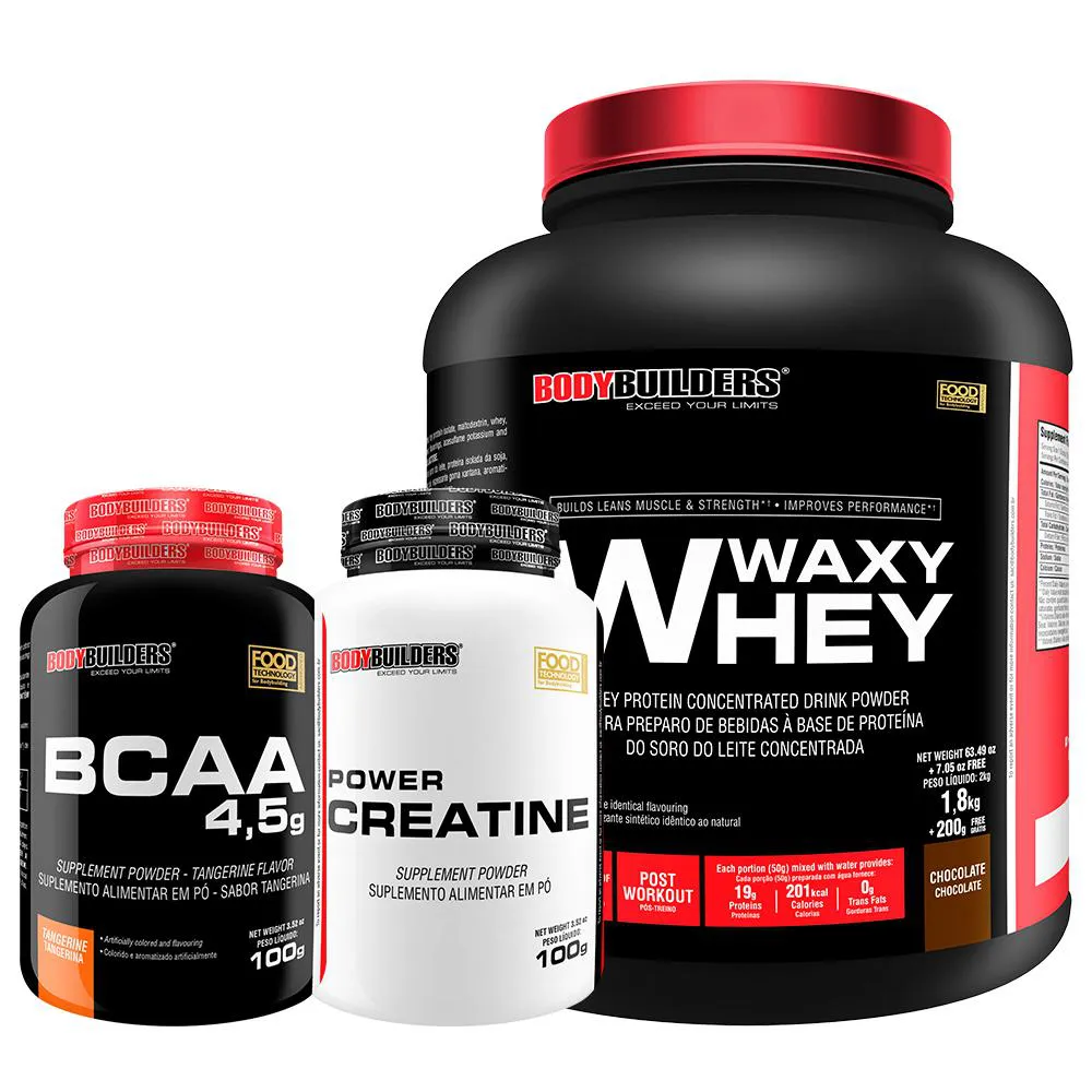 Kit Waxy Whey 2kg + Bcaa 4.5 100g + Power Creatina 100g – Bodybuilders Chocolate