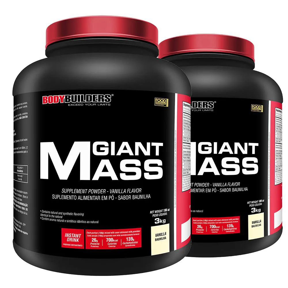 Kit Hipercalórico BodyBuilders Giant Mass Baunilha 3kg 2 unidades