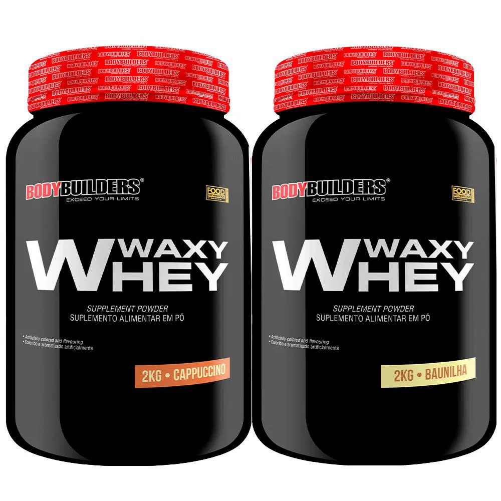 2x Whey Protein Waxy Whey (35%) - 2kg - Bodybuilders Baunilha e Cappuccino