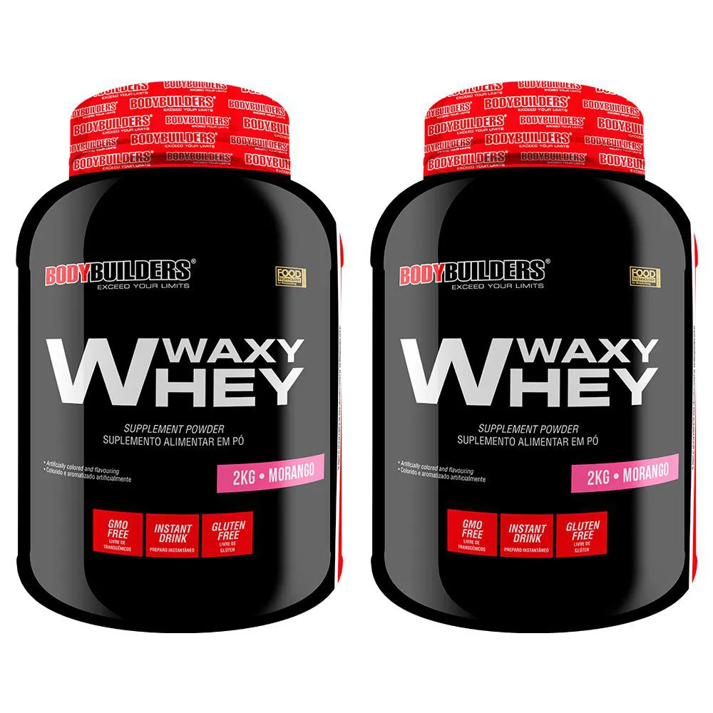 2x Whey Protein Waxy Whey (35%) - 2kg - Bodybuilders Baunilha e Morango