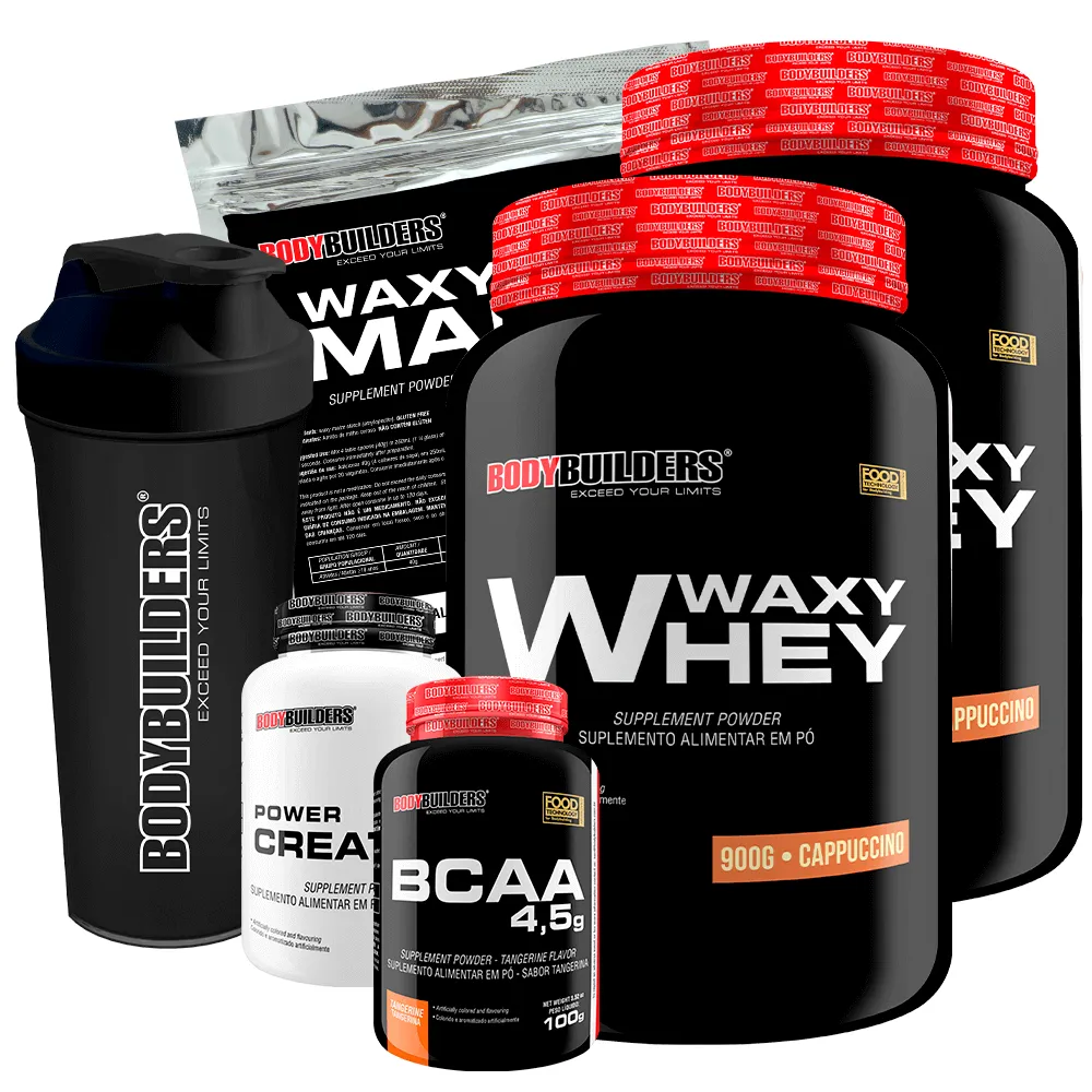 Kit 2x Waxy Whey 900g + Bcaa 100g + Power Creatine 100g + Waxy Maize 800g + Coq – Bodybuilders Cappuccino