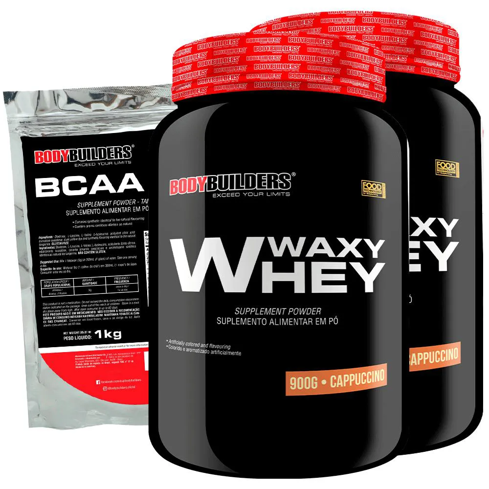 Kit 2x Waxy Whey 2kg + Bcaa 1kg Tangerina - Bodybuilders Cappuccino