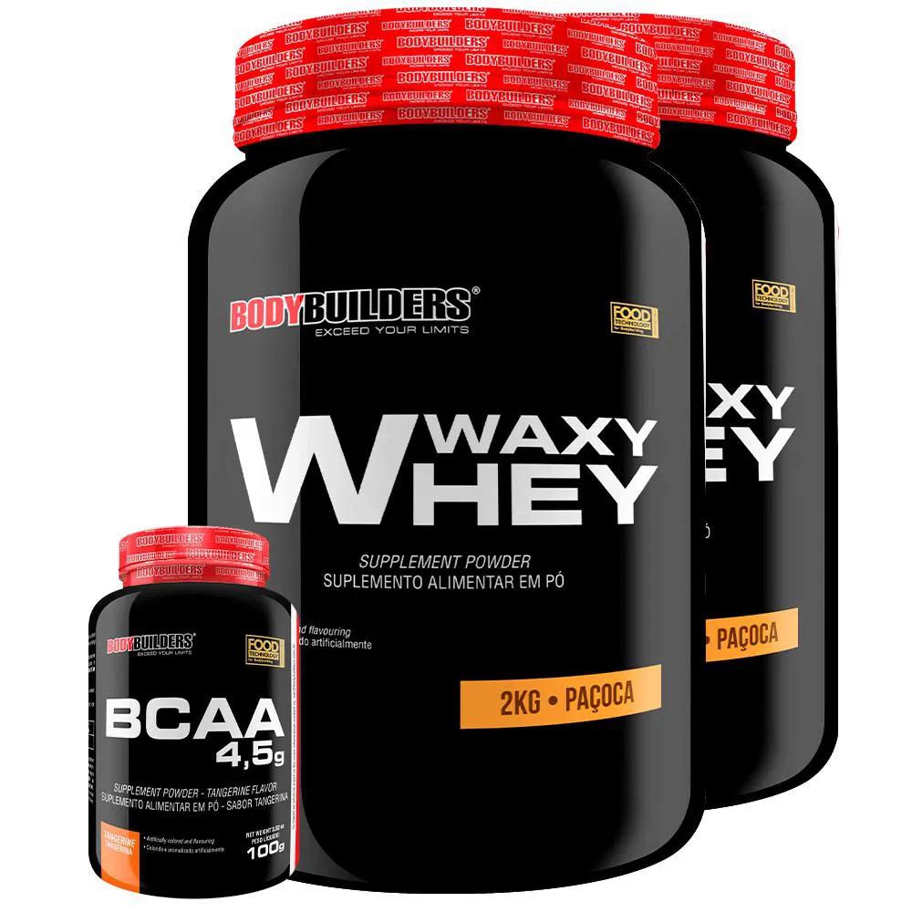 Kit 2x Waxy Whey 2kg + Bcaa 1kg Tangerina - Bodybuilders Paçoca