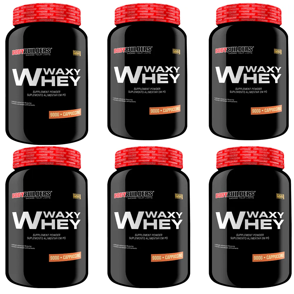 Kit 6x Whey Protein Waxy Whey 900g - Bodybuilders Cappuccino