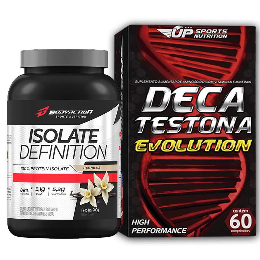 WHEY PROTEIN ISOLADO 900G BAUNILHA + DECA TESTONA EVOLUTION